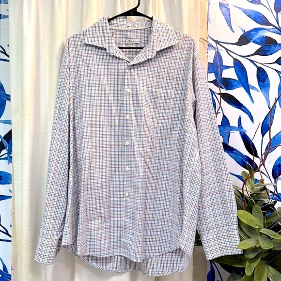 Men’s Peter Millar Checked 100% Cotton Long Sleeve Polo Size XL - Picture 1 of 5
